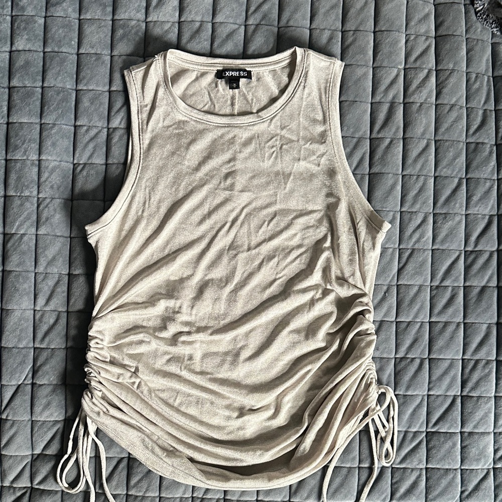 Express Cream Ruched Tank Top